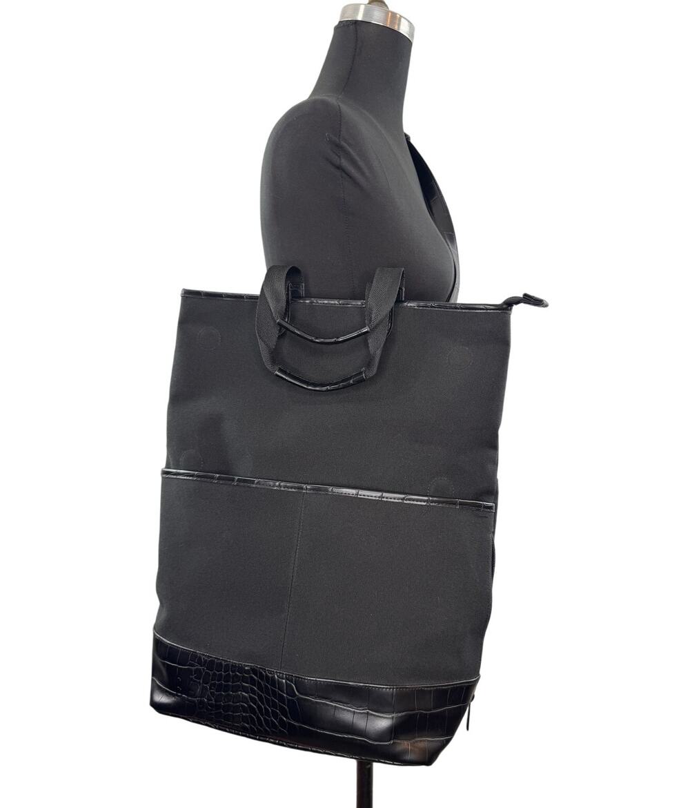 Beis Black Convertible Backpack Croc Embossed Leather Crossbody Travel Bag